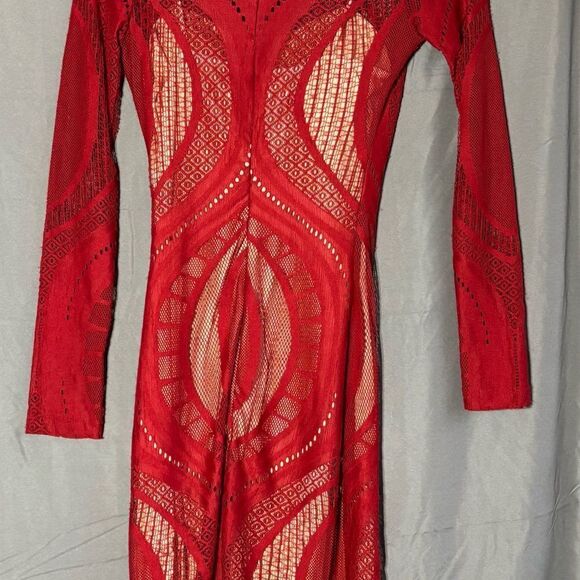 XS Mystic Red Lace Overlay Dress Knee Length EPC Size X Small - Picture 3 of 4